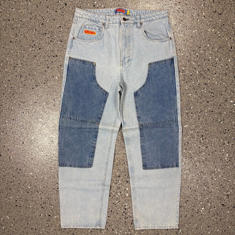 Empyre Light Wash Straight Leg Double Knee Denim Jeans